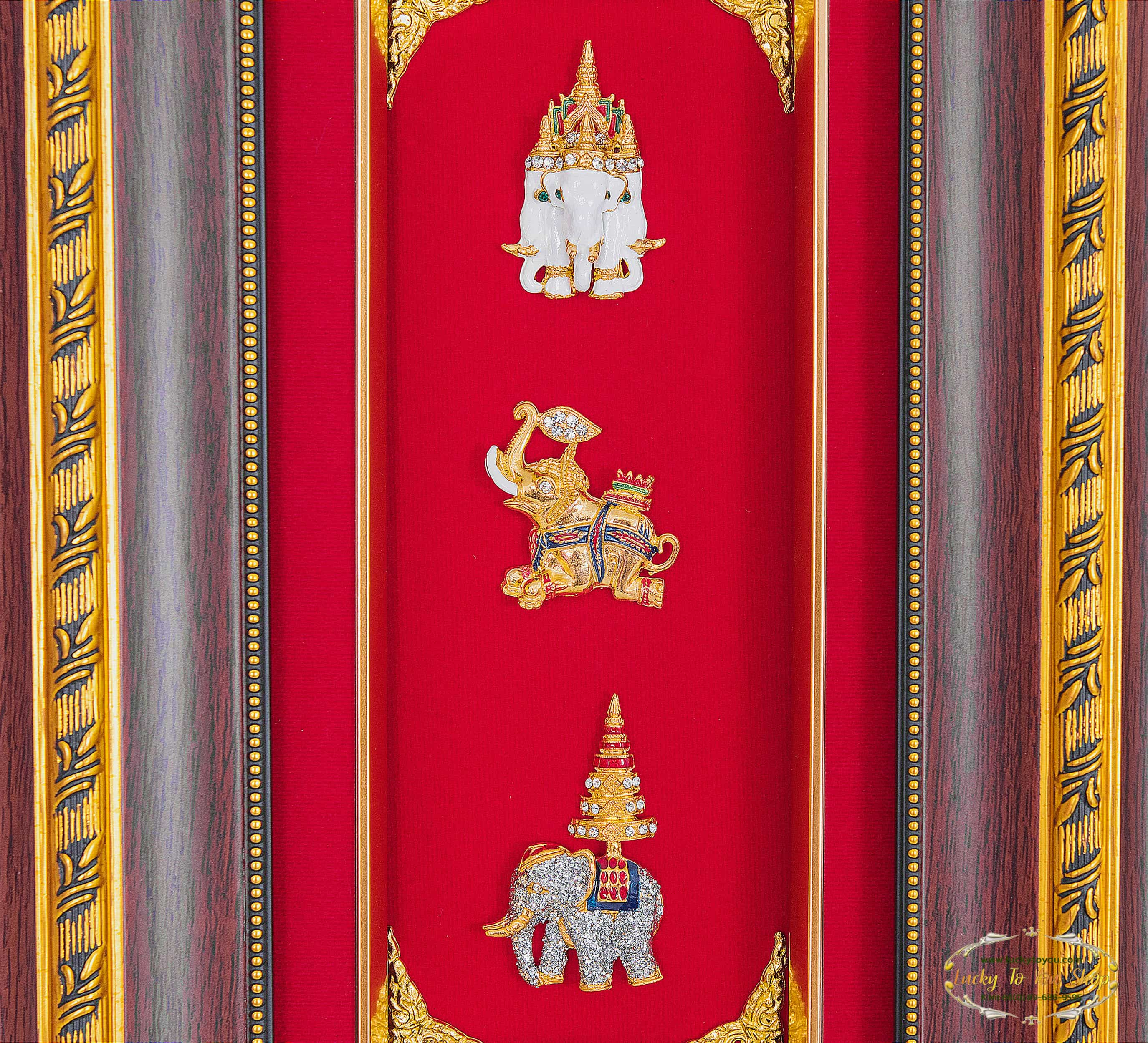 กรอบ 3 ช่องลายไทยชุดช้าง