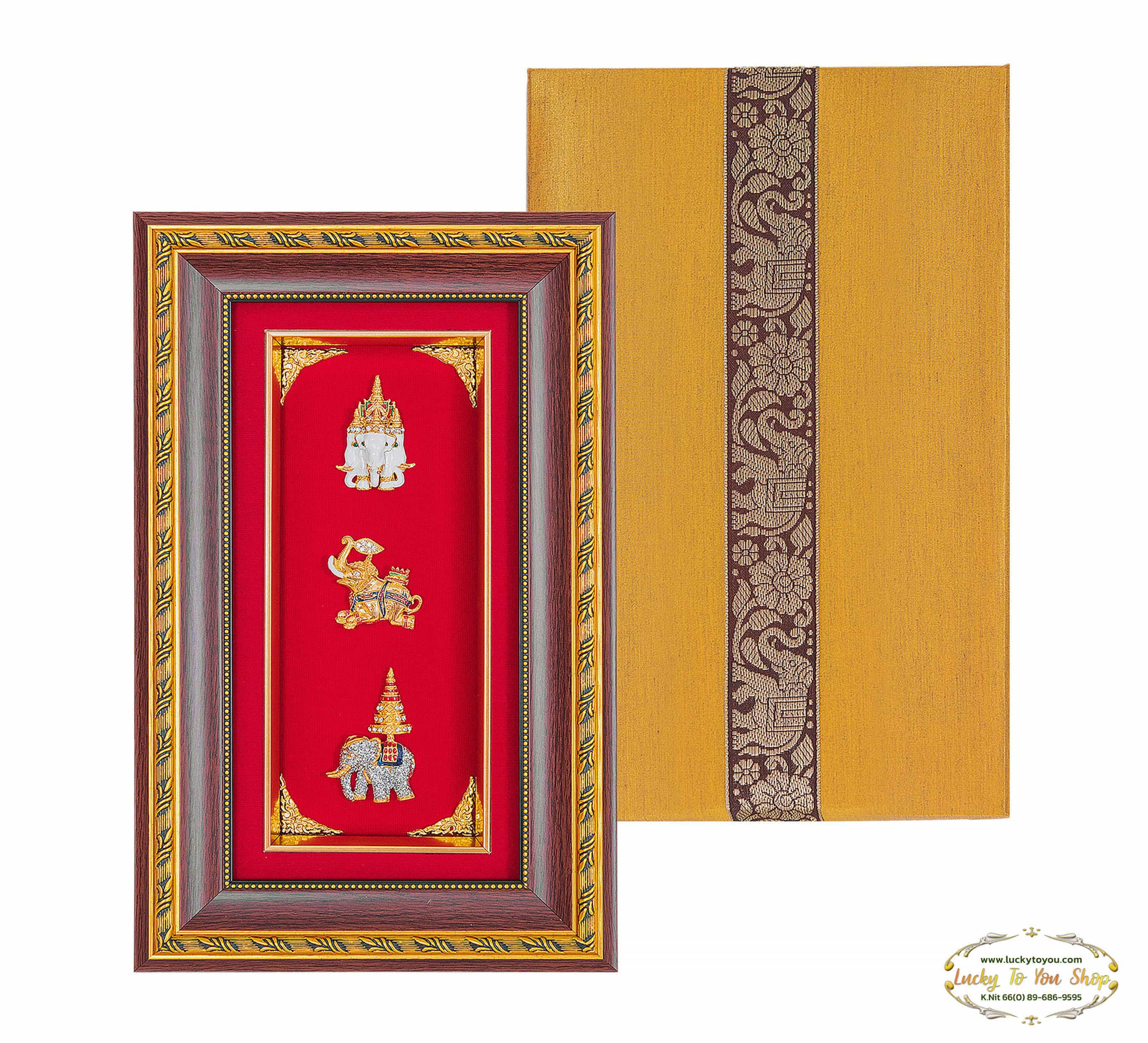 กรอบ 3 ช่องลายไทยชุดช้าง